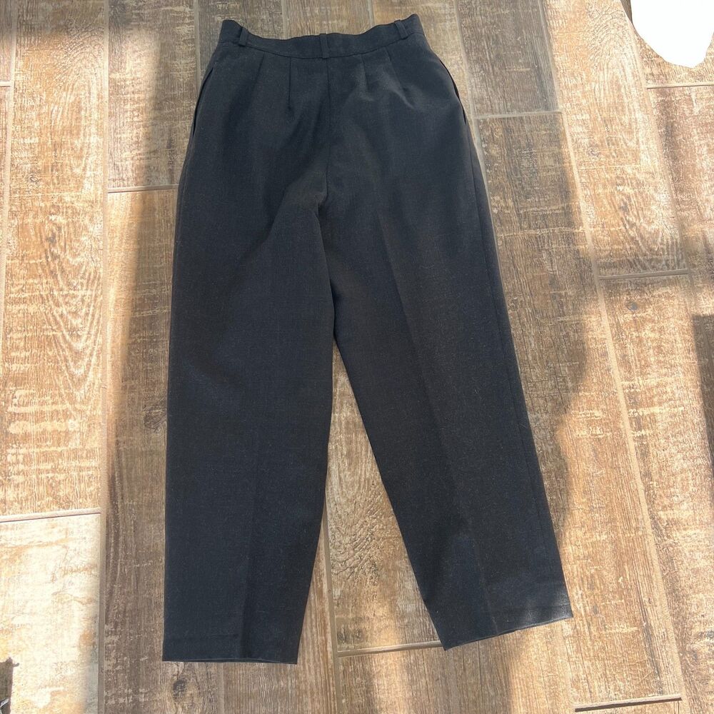 Wool Trousers Black Gray Pleated Petite harve benard by benard holtzman